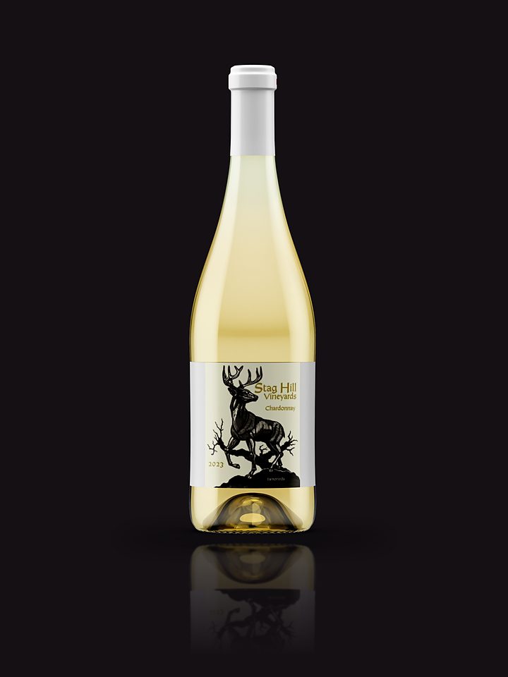 A bottle of Stag Hill Chardonnay.