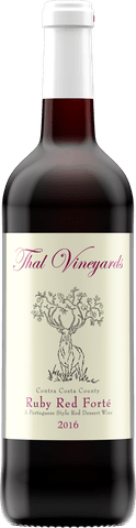 A bottle of Thal Vineyards Ruby Red Forté.